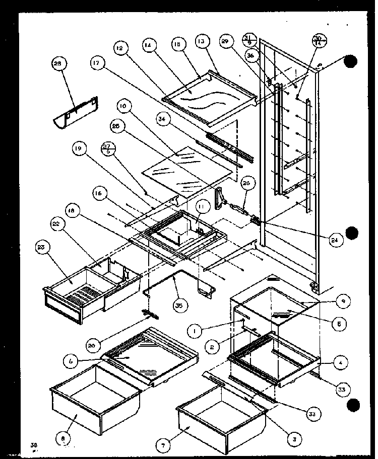 Section 10 Diagram and Parts List for SL22JB-P1116005W  Amana Refrigerator
