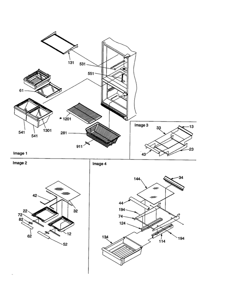 Shelving Assembly Diagram and Parts List for BG21VW-P1325013WW  Amana Refrigerator