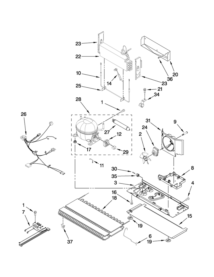 Unit Parts Diagram and Parts List for ABB2227VEW1  Amana Refrigerator