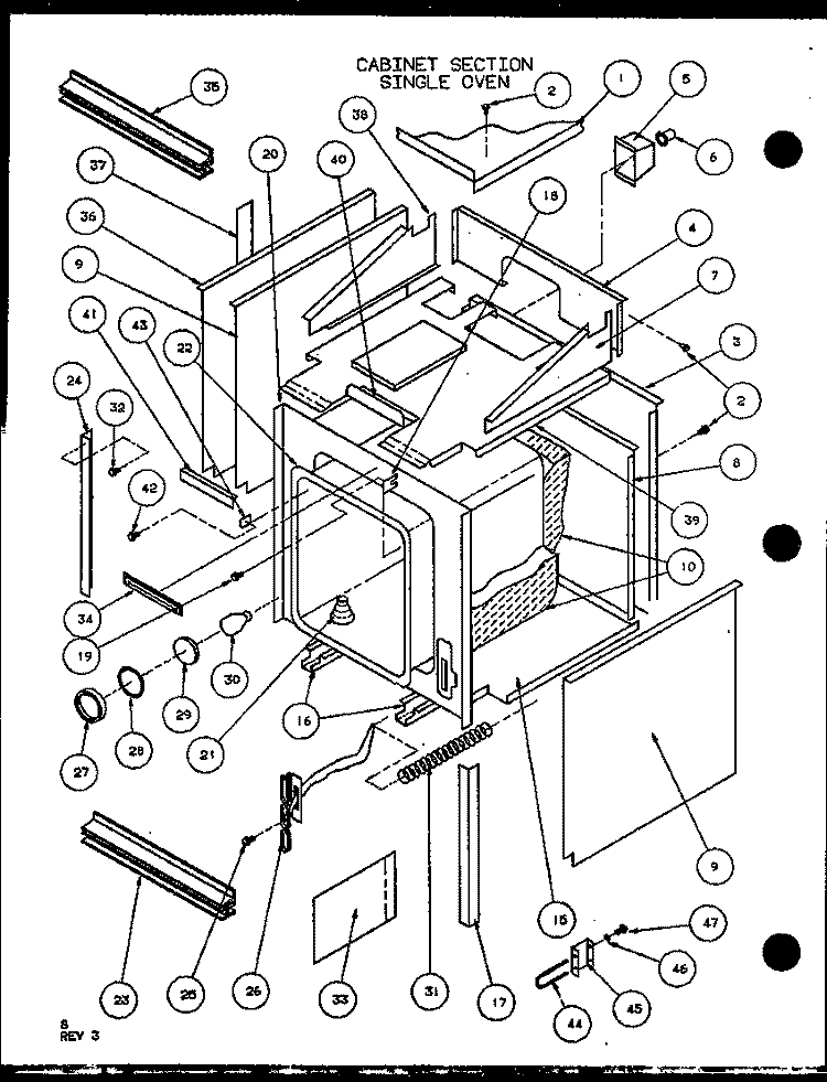 CABINET SECTION SINGLE OVEN Diagram and Parts List for AO27SC P8575501S Amana Range