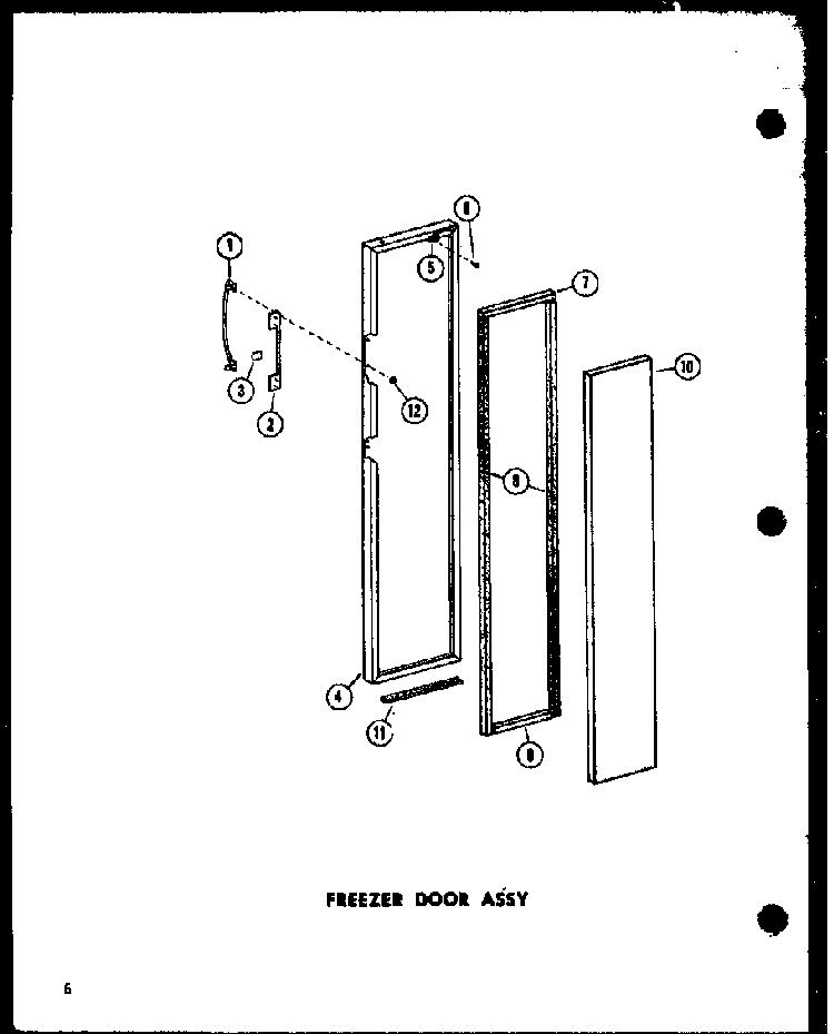 Freezer Door Assy Diagram and Parts List for SP19E-C-P74870-2WC  Amana Refrigerator