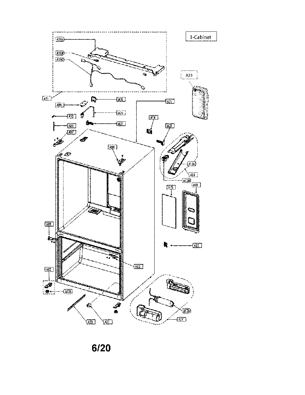 Cabinet Diagram and Parts List for 11175032020  Kenmore Refrigerator