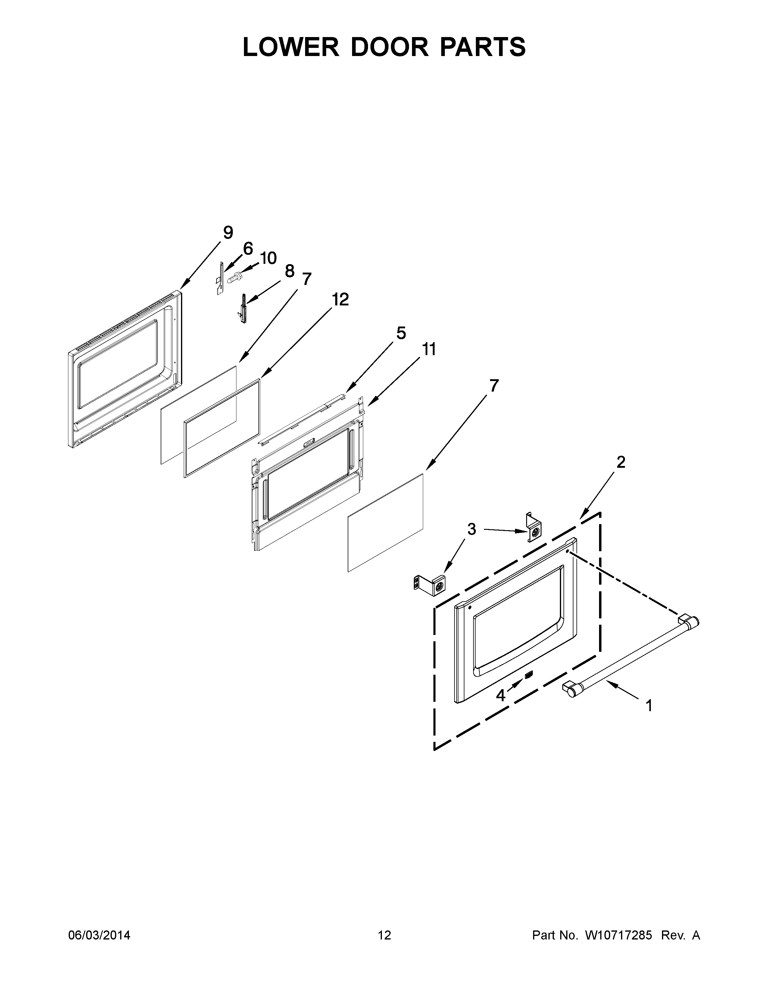 07 - LOWER DOOR PARTS Diagram and Parts List for YMET8820DS00  Maytag Range