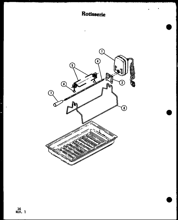 Rotisserie Diagram and Parts List for AKM-1B-P85549-3S  Amana Range