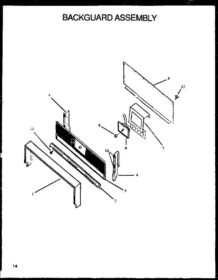 BACKGUARD ASSY Diagram and Parts List for RLS363UL P1142377N L Amana Range