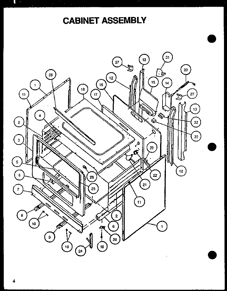 CABINET ASSY Diagram and Parts List for RLS348UCO P1141105N L Amana Range