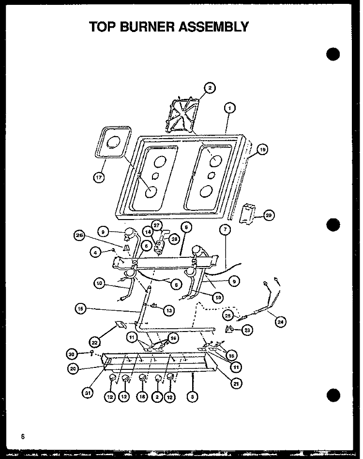 TOB BURNER ASSY Diagram and Parts List for RLS348UCO P1141105N L Amana Range