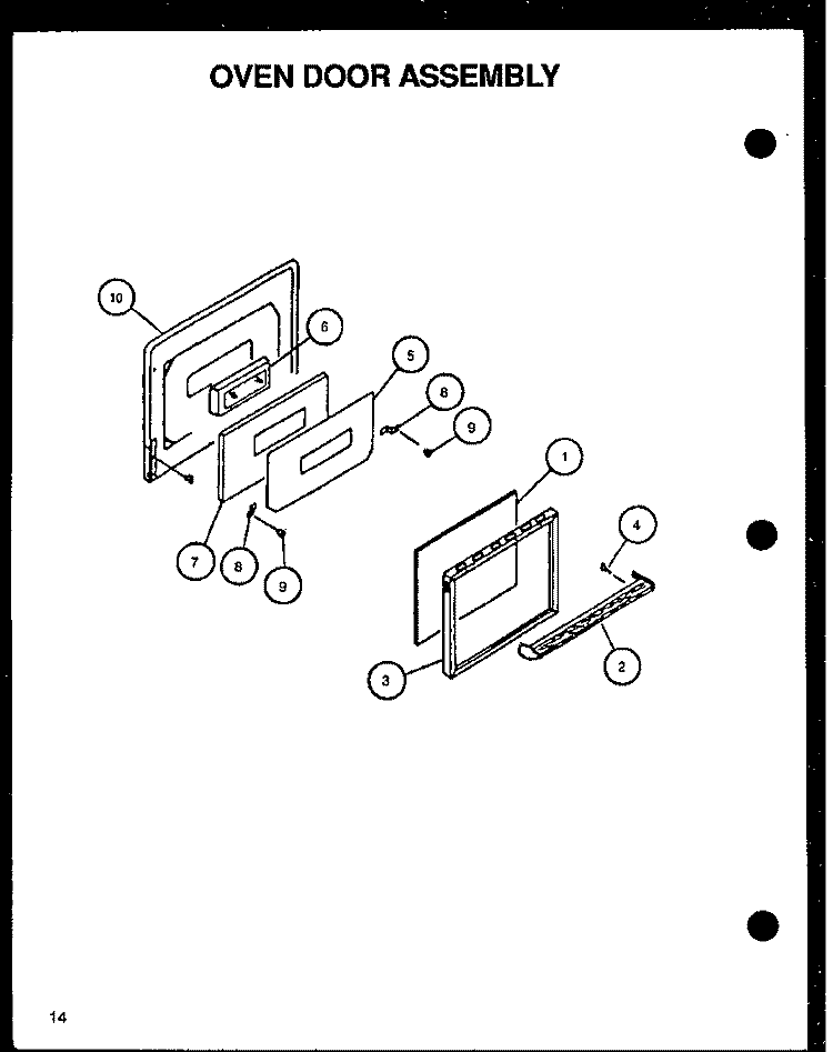 OVEN DOOR ASSY Diagram and Parts List for RLS348UCO P1141105N L Amana Range