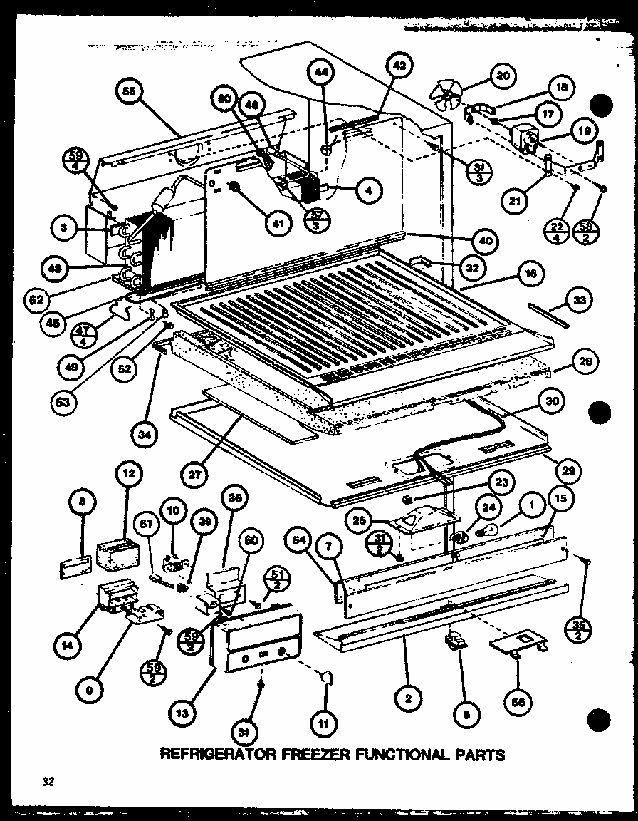 Refrigerator Freezer Functional Parts (tm18j/p7739003w) (tr18j/p7739004w) (tc18j/p7739005w) Diagram and Parts List for TM20J-P7739008W  Amana Refrigerator