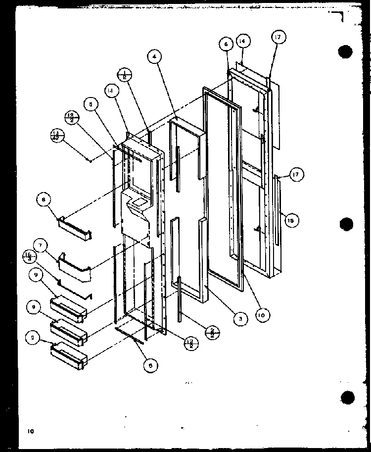 Freezer Door Diagram and Parts List for  Amana Refrigerator