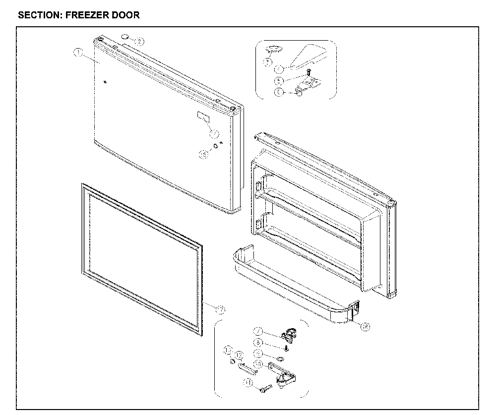 Freezer Door Diagram and Parts List for 11161205714  Kenmore Refrigerator