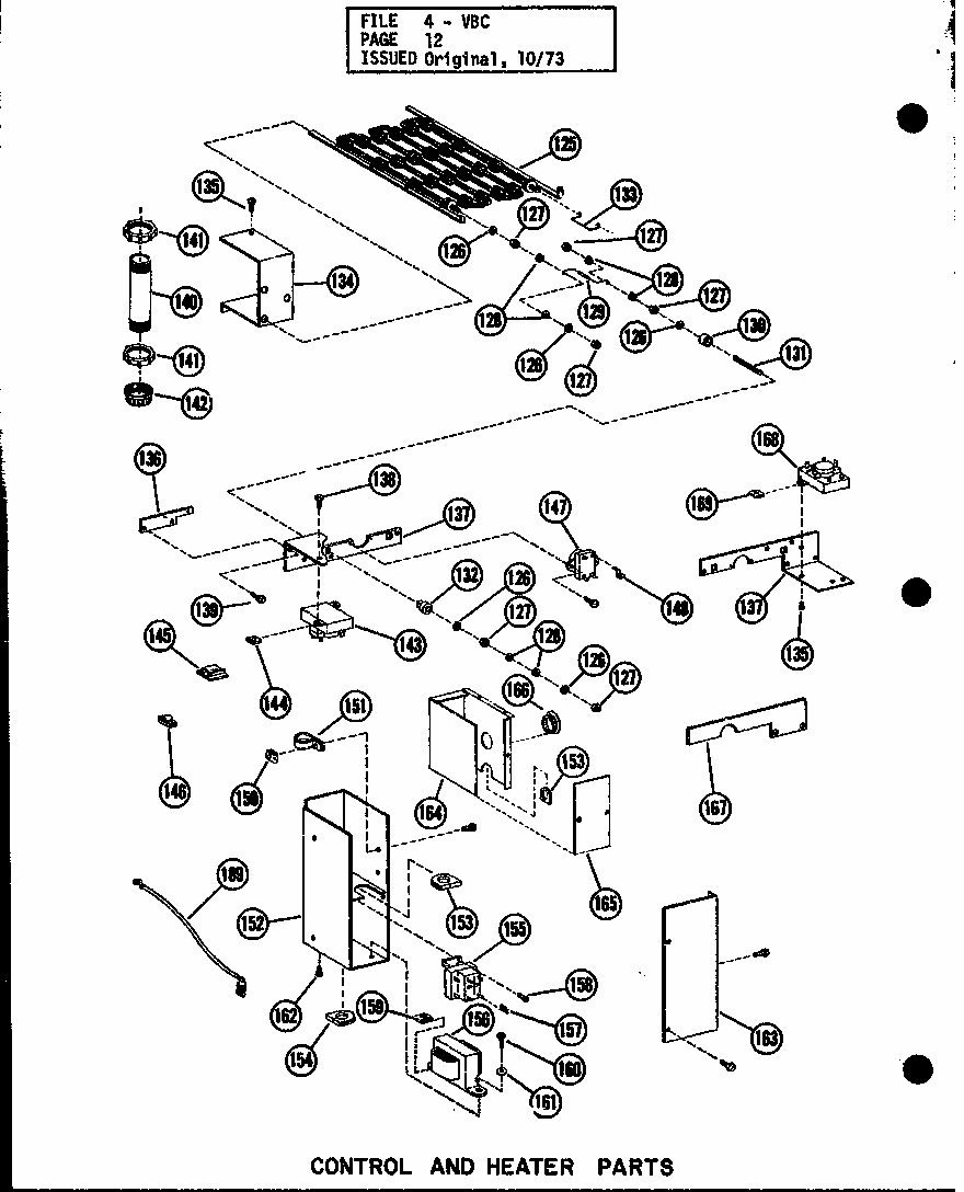 Control And Heater Parts Diagram and Parts List for VBC-30 P54882-6 Amana Air Conditioner