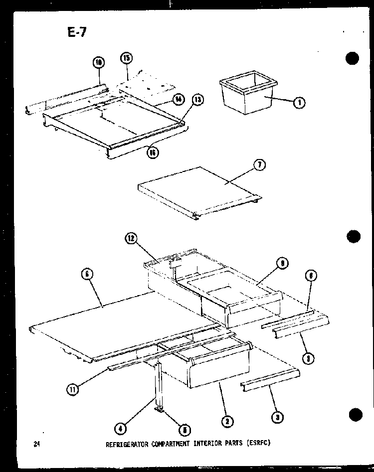 Refrigerator Compartment Interior Parts Diagram and Parts List for ESRFC14E-G-P74645-12WG  Amana Refrigerator