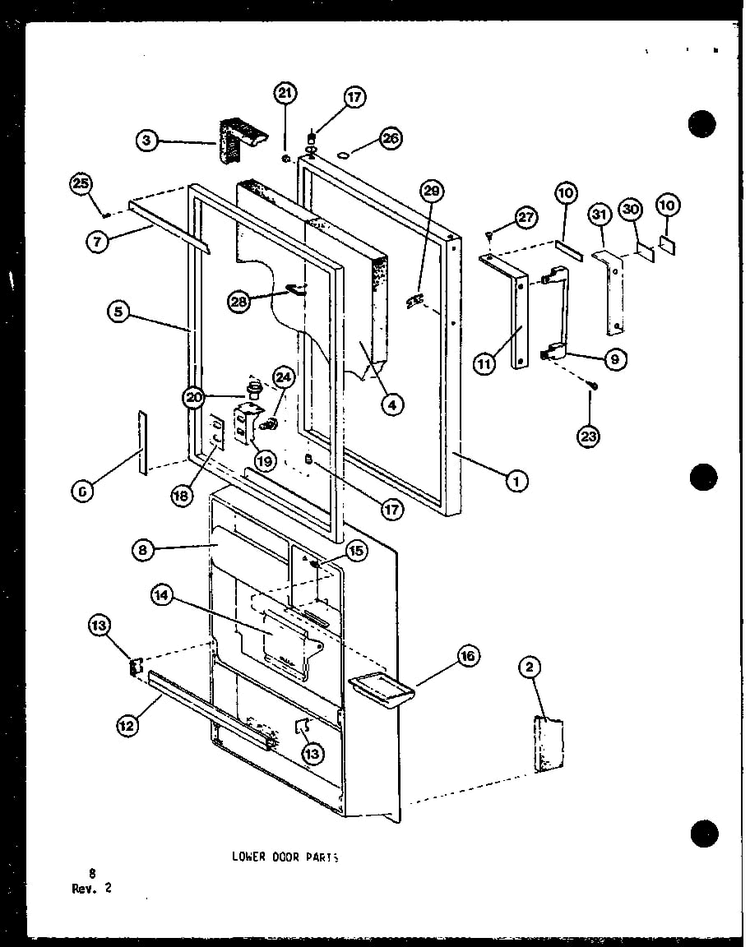 Lower Door Parts Diagram and Parts List for IC5-2-P36415-6W  Amana Refrigerator