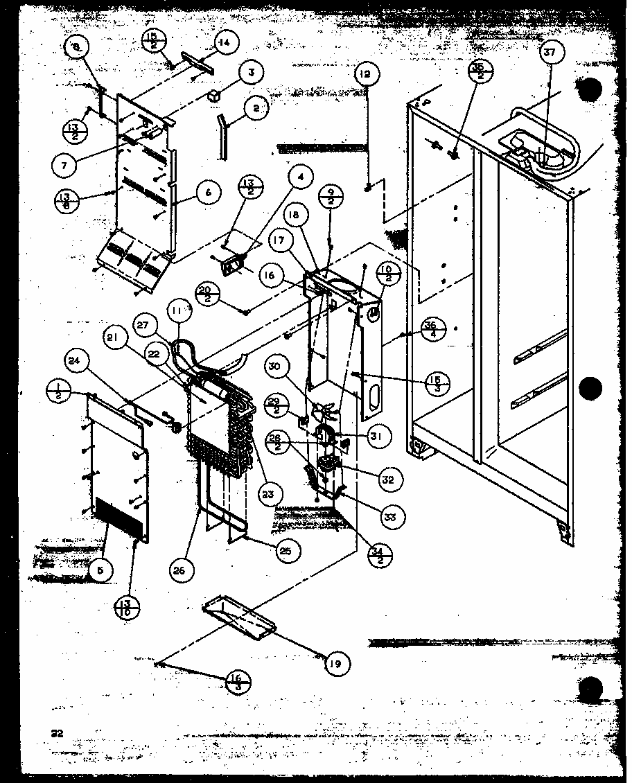 Evaporator And Air Handling (sbi20mw/p1120102ww) (sbd20mw/p1120201ww) Diagram and Parts List for SBI20M-P1120202W  Amana Refrigerator