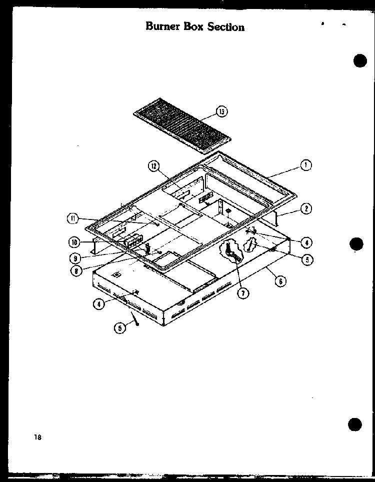 Burner Box Section Diagram and Parts List for AKM-1-P85558-1S  Amana Range