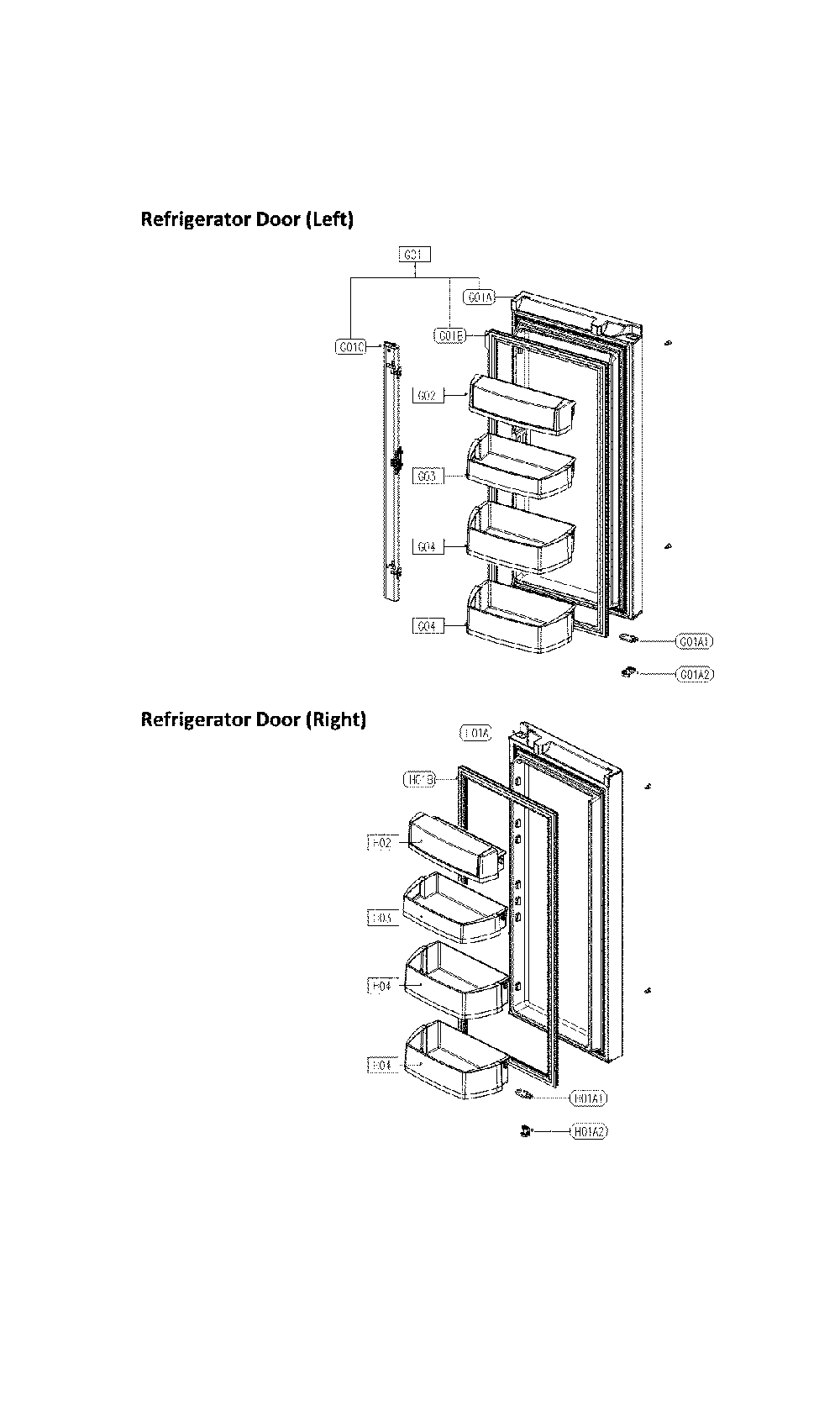Refrigerator Door Diagram and Parts List for 11173027713  Kenmore Refrigerator