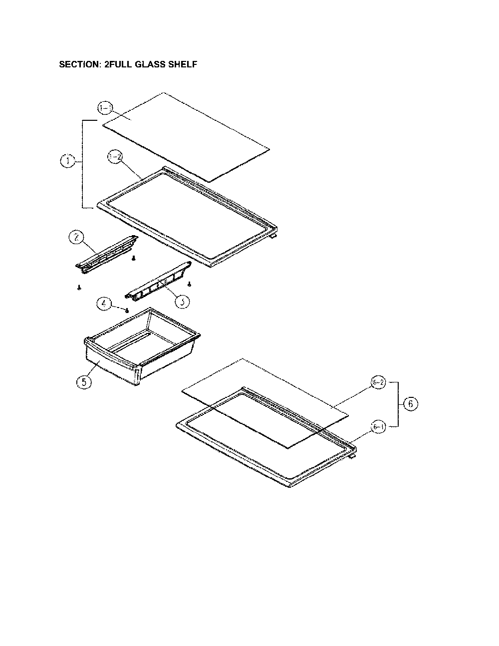 2 Full Glass Shelf Diagram and Parts List for 11170612910  Kenmore Refrigerator