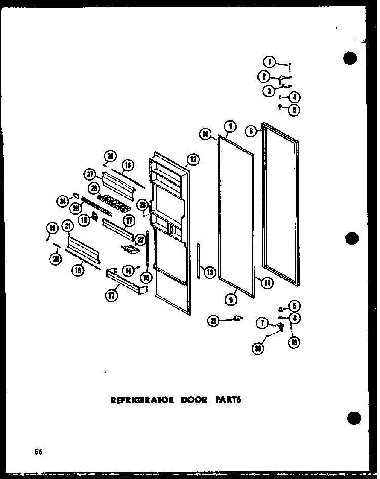 Refrigerator Door Parts Diagram and Parts List for ESR17N-A-P60350-55WA  Amana Refrigerator
