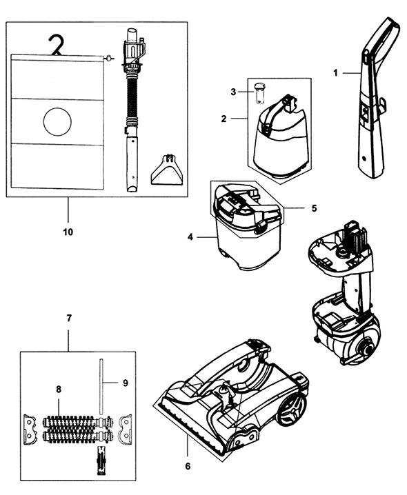 Diagram Diagram and Parts List for  Hoover Steamer