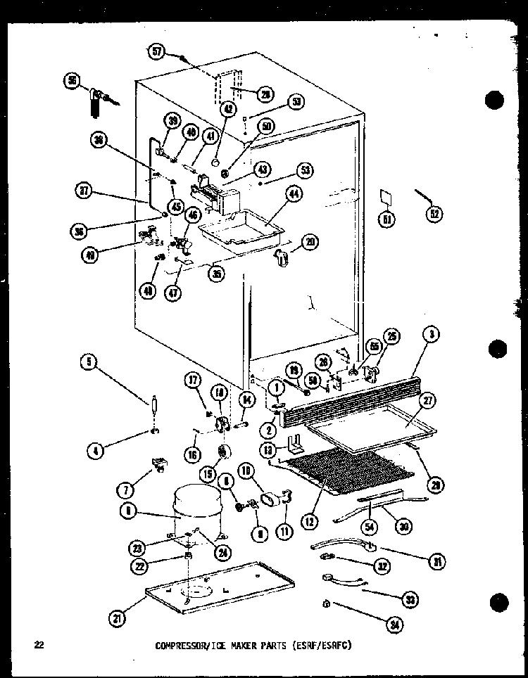 Compressor/ice Maker Parts Diagram and Parts List for ESR16B-P60303-79W  Amana Refrigerator