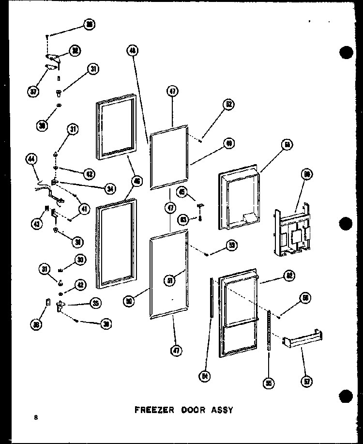 Freezer Door Assy Diagram and Parts List for SDI22N-1-C-P60230-91WC  Amana Refrigerator