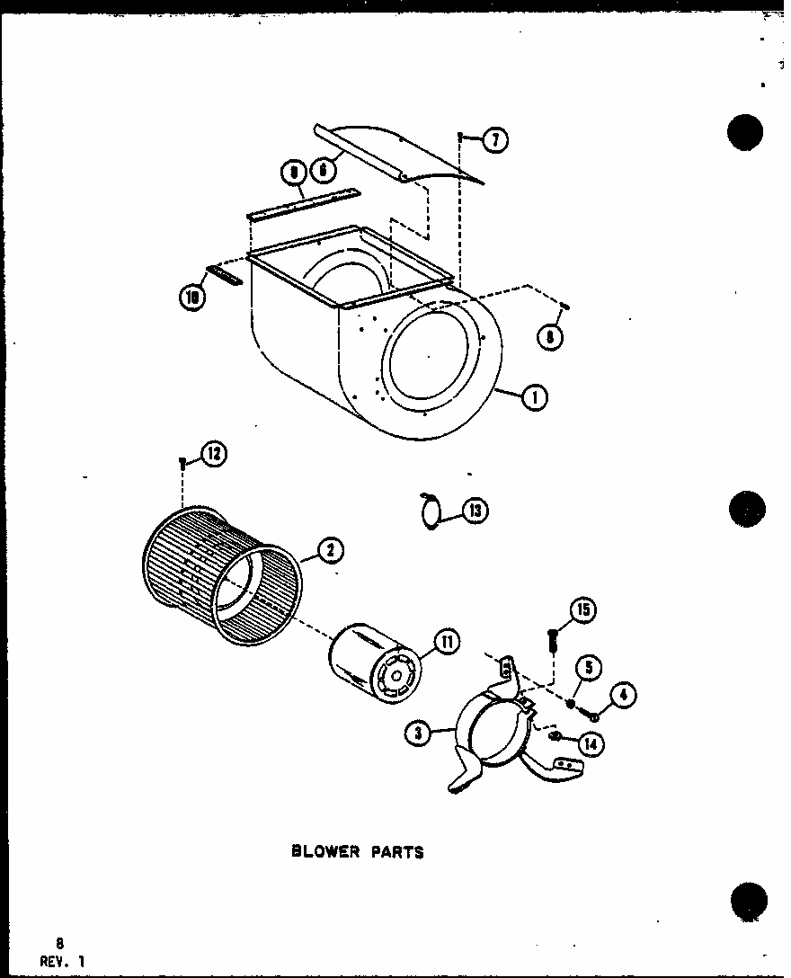 Blower Parts (ebcu2410mc/p6752109c) (ebcu3610mc/p6752110c) (ebcu2410md/p6752111c) (ebcu3610md/p6752112c) Diagram and Parts List for D6777001 P6777001 Amana Air Conditioner