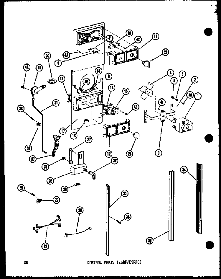 Control Parts Diagram and Parts List for ESR12C-P73953-7W  Amana Refrigerator