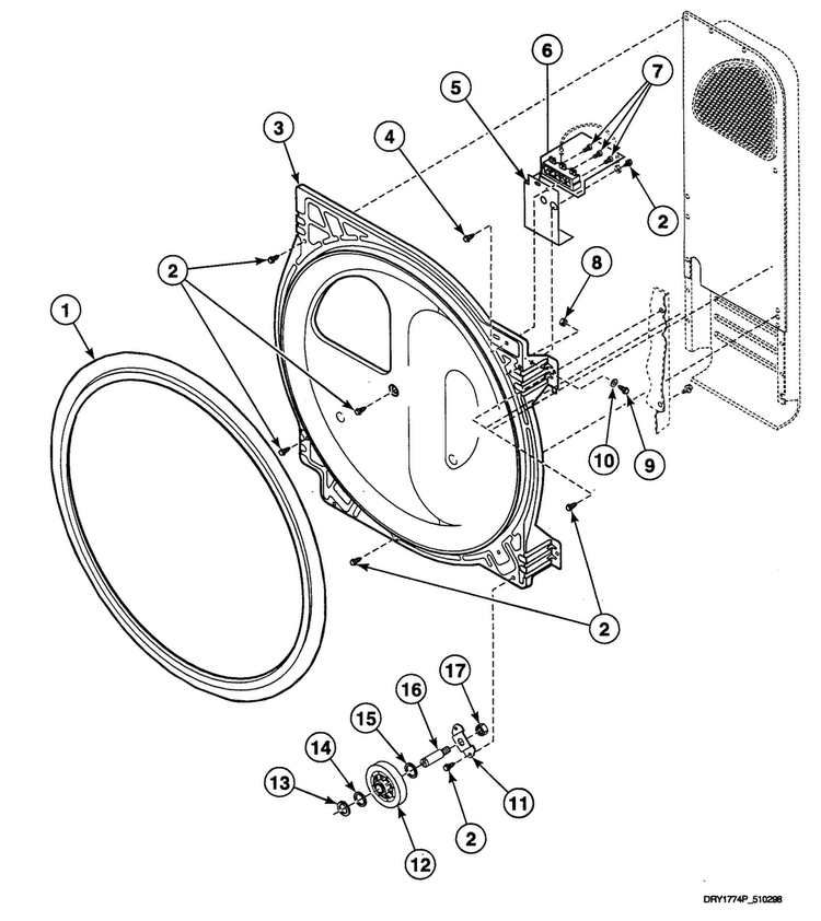 Roller Assy Diagram and Parts List for  Speed Queen Dryer