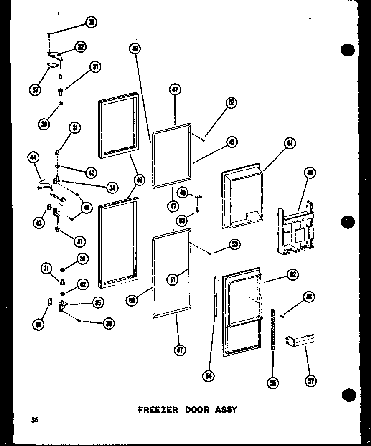 Freezer Door Assy Diagram and Parts List for SDI22N-1-C-P60230-91WC  Amana Refrigerator