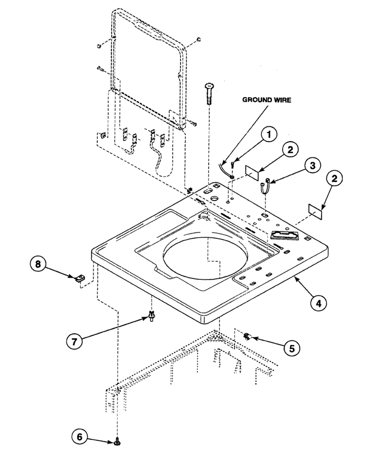 Cabinet Top Diagram and Parts List for  Speed Queen Washer