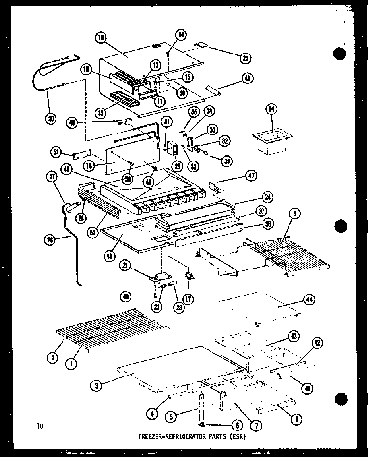 Freezer-refrigerator Parts Diagram and Parts List for ESR16A-A-P60303-45WA  Amana Refrigerator