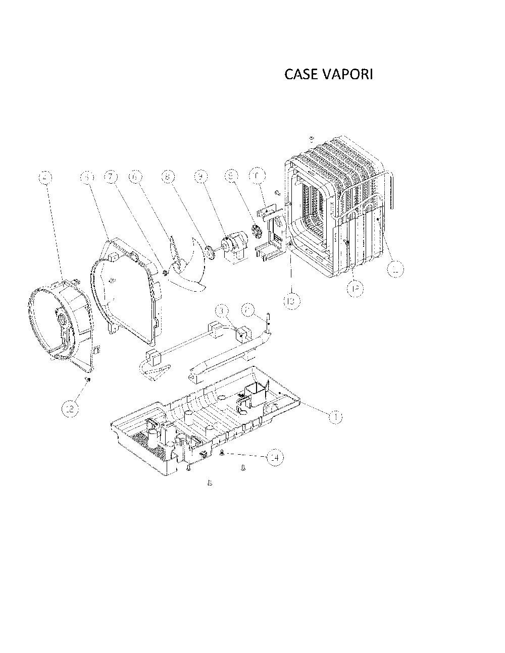 Case Vapori Diagram and Parts List for 11160512911  Kenmore Refrigerator