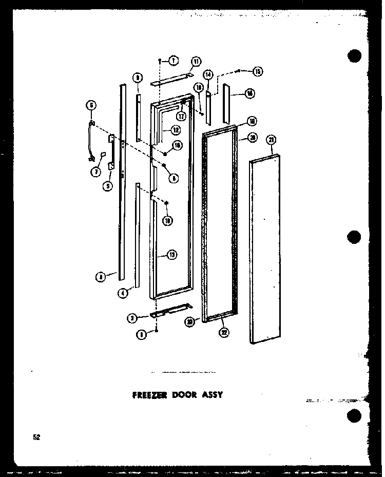 Freezer Door Assy Diagram and Parts List for SD19W-P60340-36W  Amana Refrigerator
