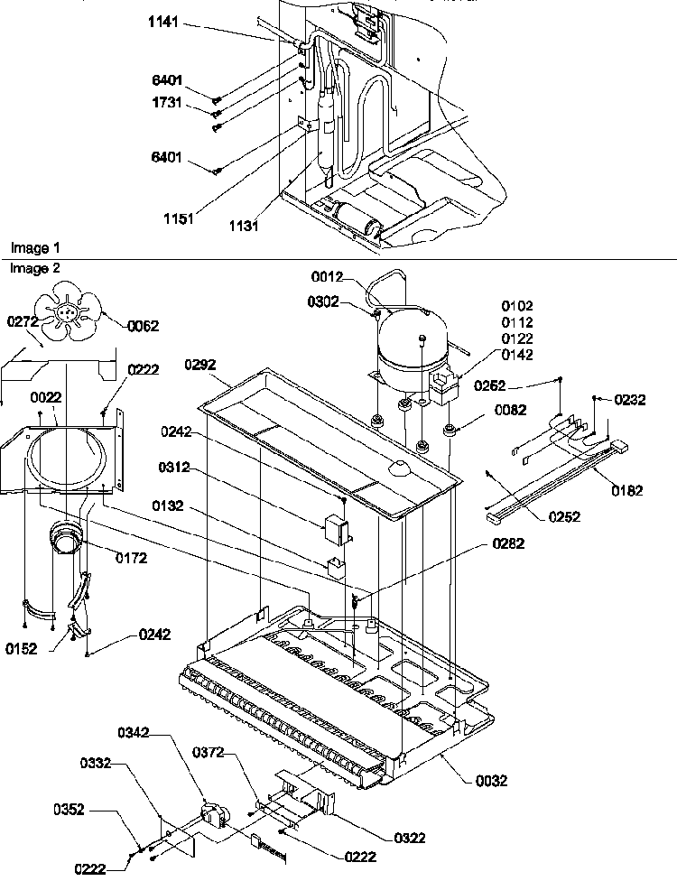 Machine Compartment Assy Diagram and Parts List for BX21TW-P1196512WW  Amana Refrigerator