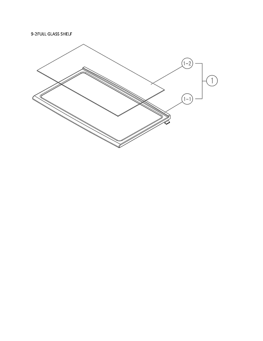 Shelf Full Glass Diagram and Parts List for 11161269220  Kenmore Refrigerator
