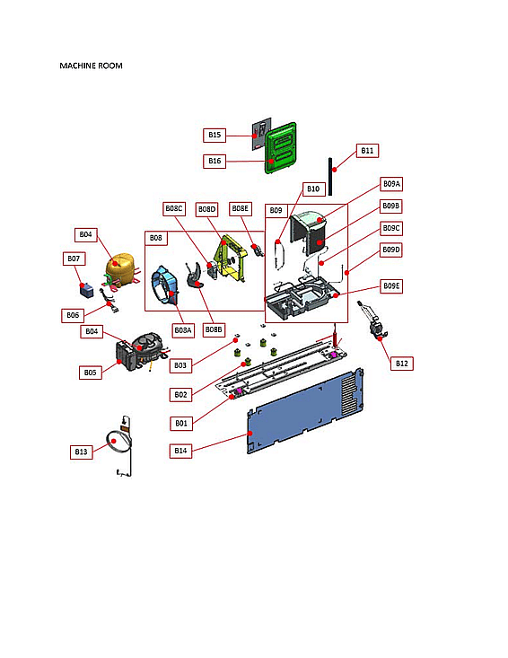Machine Room Parts Diagram and Parts List for 11160492220  Kenmore Refrigerator