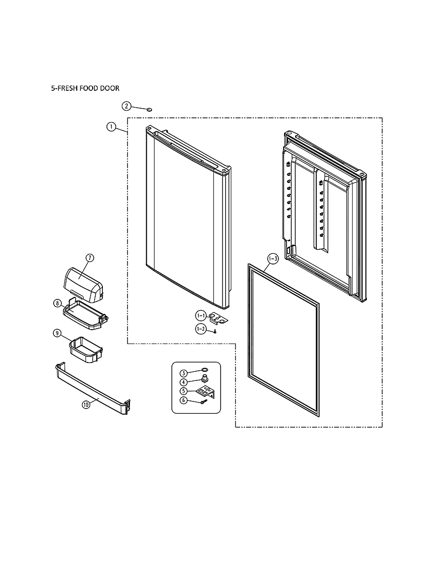 Fresh Food Door Diagram and Parts List for 11161269220  Kenmore Refrigerator