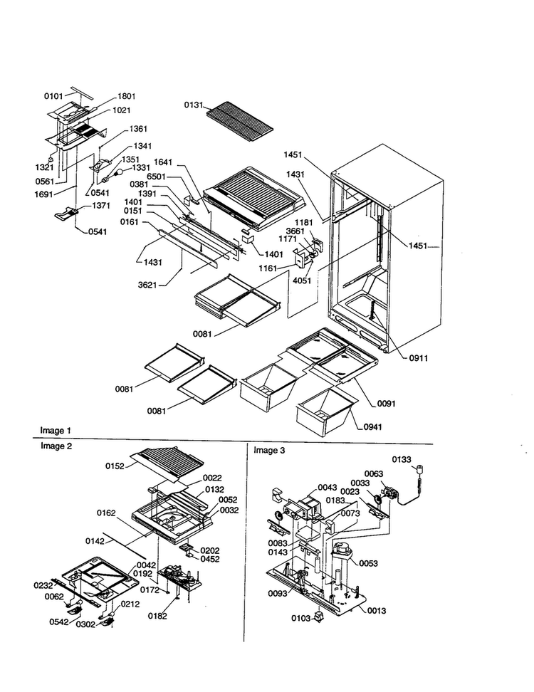Interior Cabinet/drain Block Assembly Diagram and Parts List for TX21VE-P1301804WE  Amana Refrigerator
