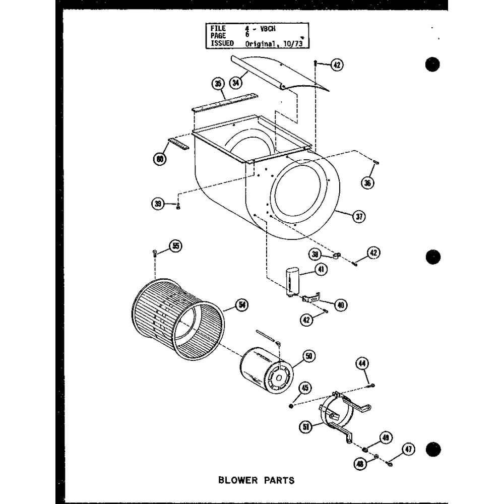 Blower Parts Diagram and Parts List for VBCH-35X-1J P54878-6C Amana Air Conditioner