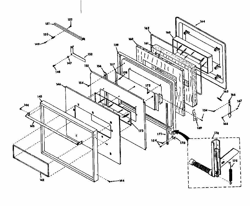 Oven Door Diagram and Parts List for 8504237710  Kenmore Range