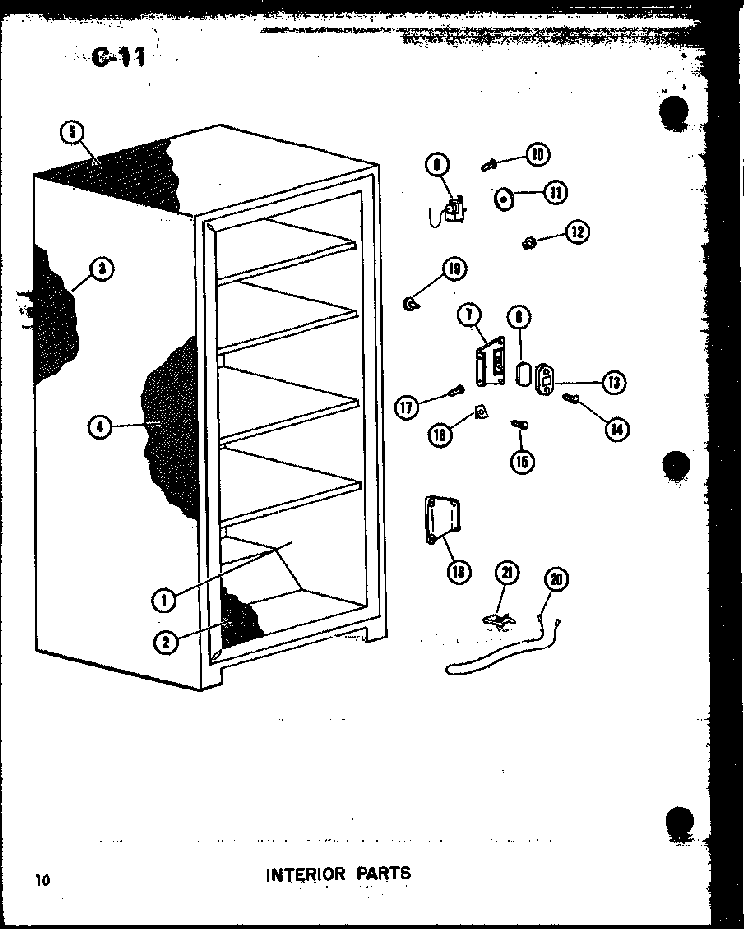 Interior Parts Diagram and Parts List for U23C-A P60345-73WA Amana Freezer