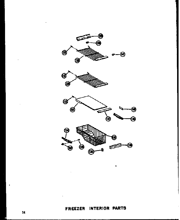 Freezer Interior Parts Diagram and Parts List for SDI22W-C-P60340-74WC  Amana Refrigerator