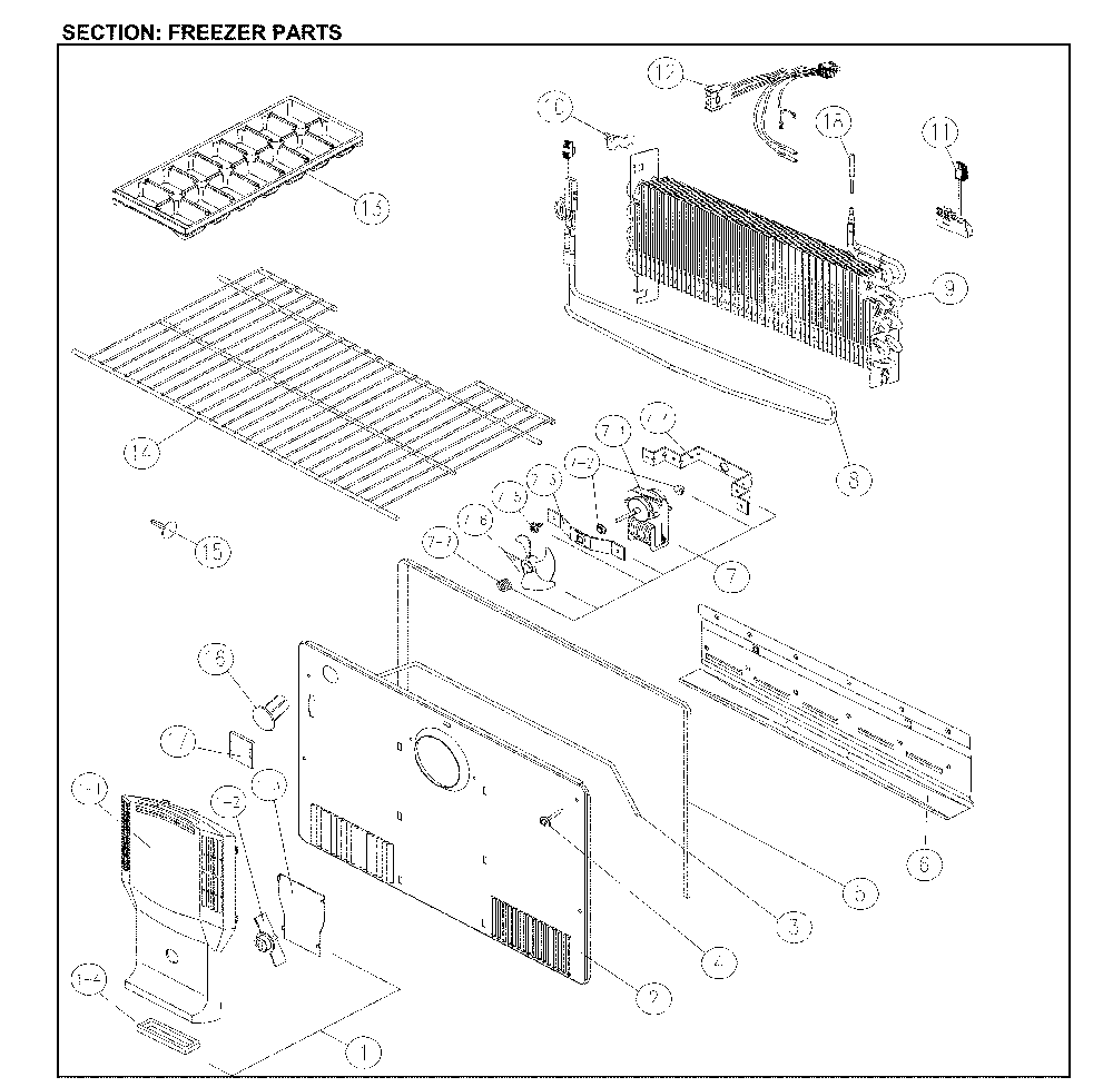 Freezer Parts Diagram and Parts List for 11161205714  Kenmore Refrigerator
