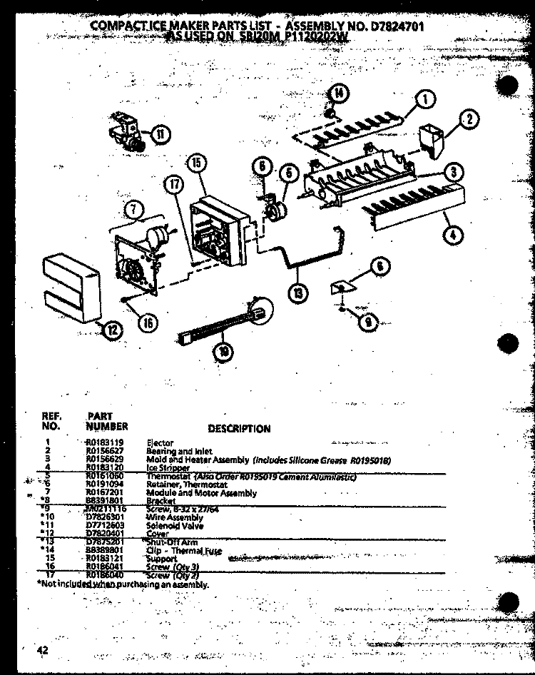 COMPACT ICE MAKER Diagram and Parts List for SBI20M P1120202W Amana Refrigerator