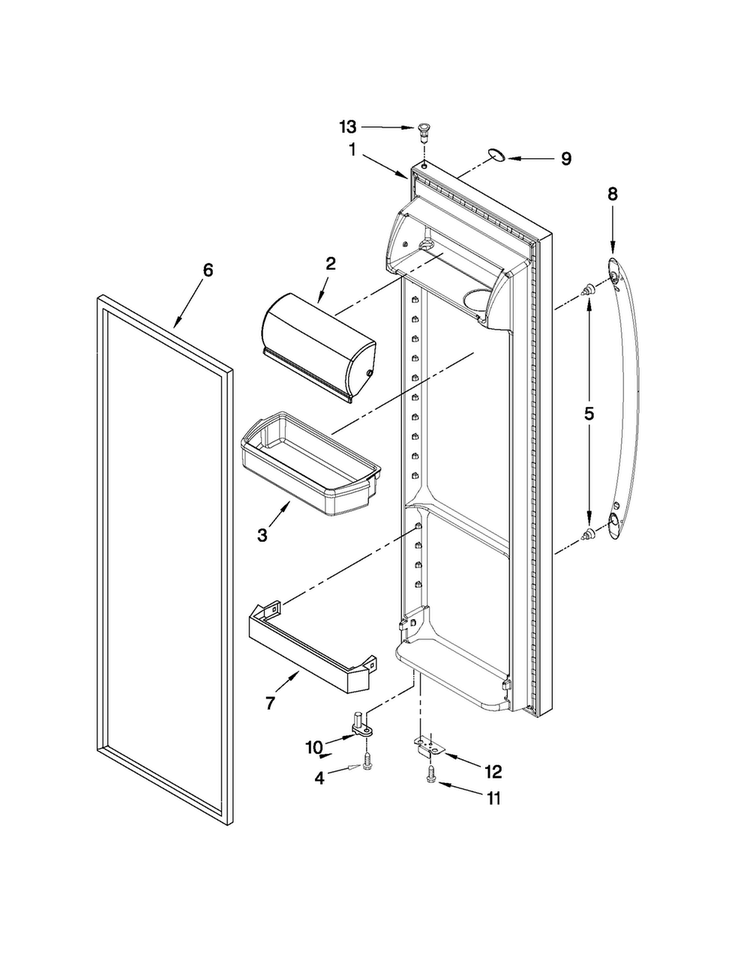 Refrigerator Door Parts Diagram and Parts List for MSD2550VES03  Maytag Refrigerator