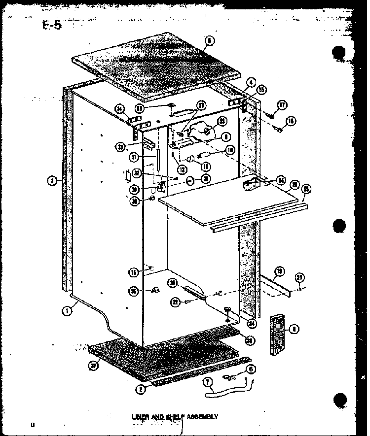 Liner And Shelf Assembly Diagram and Parts List for U-23C P60345-83W Amana Freezer