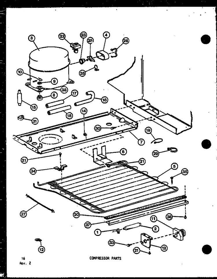 Compressor Parts Diagram and Parts List for IC5-2-P36415-6W  Amana Refrigerator