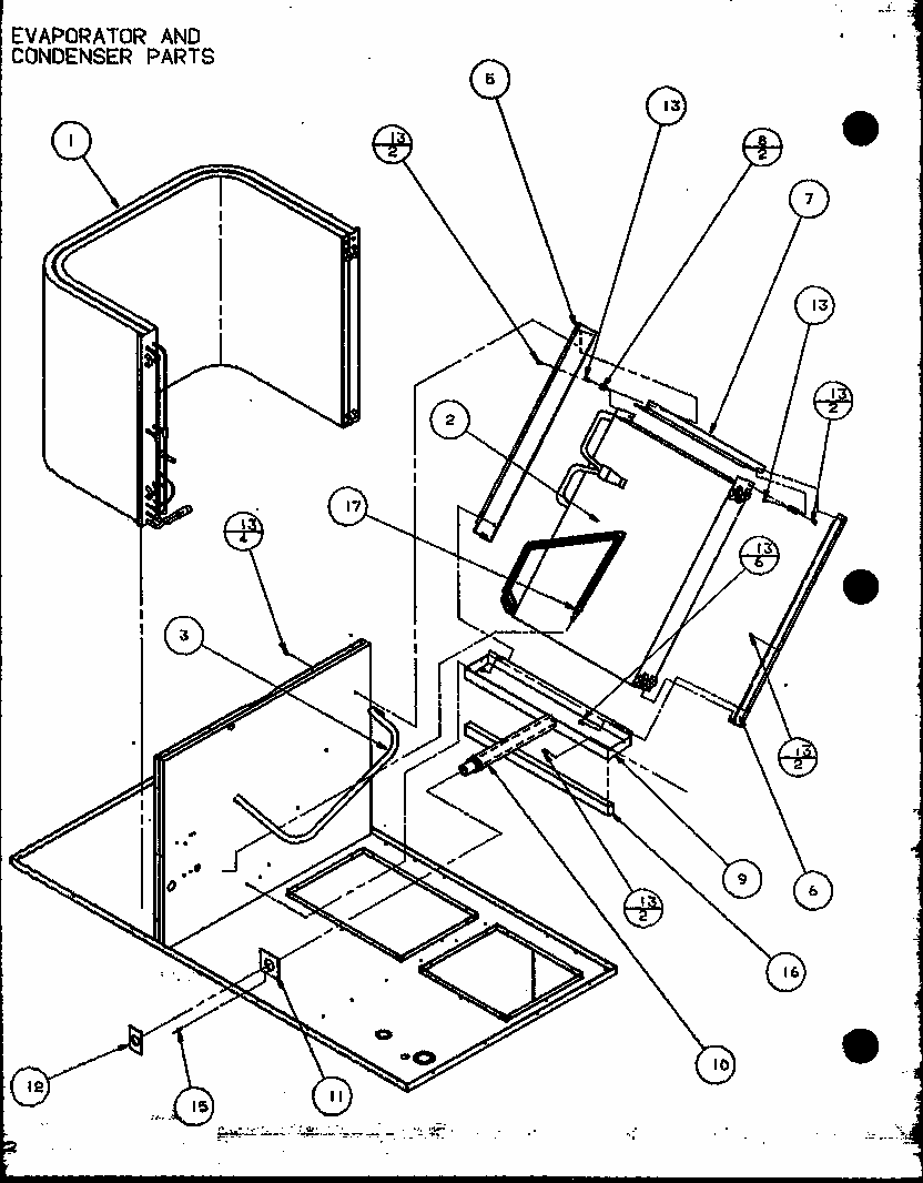 Evaporator And Condenser Parts Diagram and Parts List for D9836801  Amana Air Conditioner