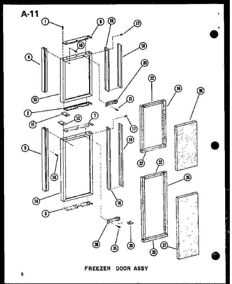FZ DOOR ASSY Diagram and Parts List for SDI22W P6035032W Amana Refrigerator